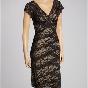 Slimming Marina Black Beaded Lace Dress Size 10